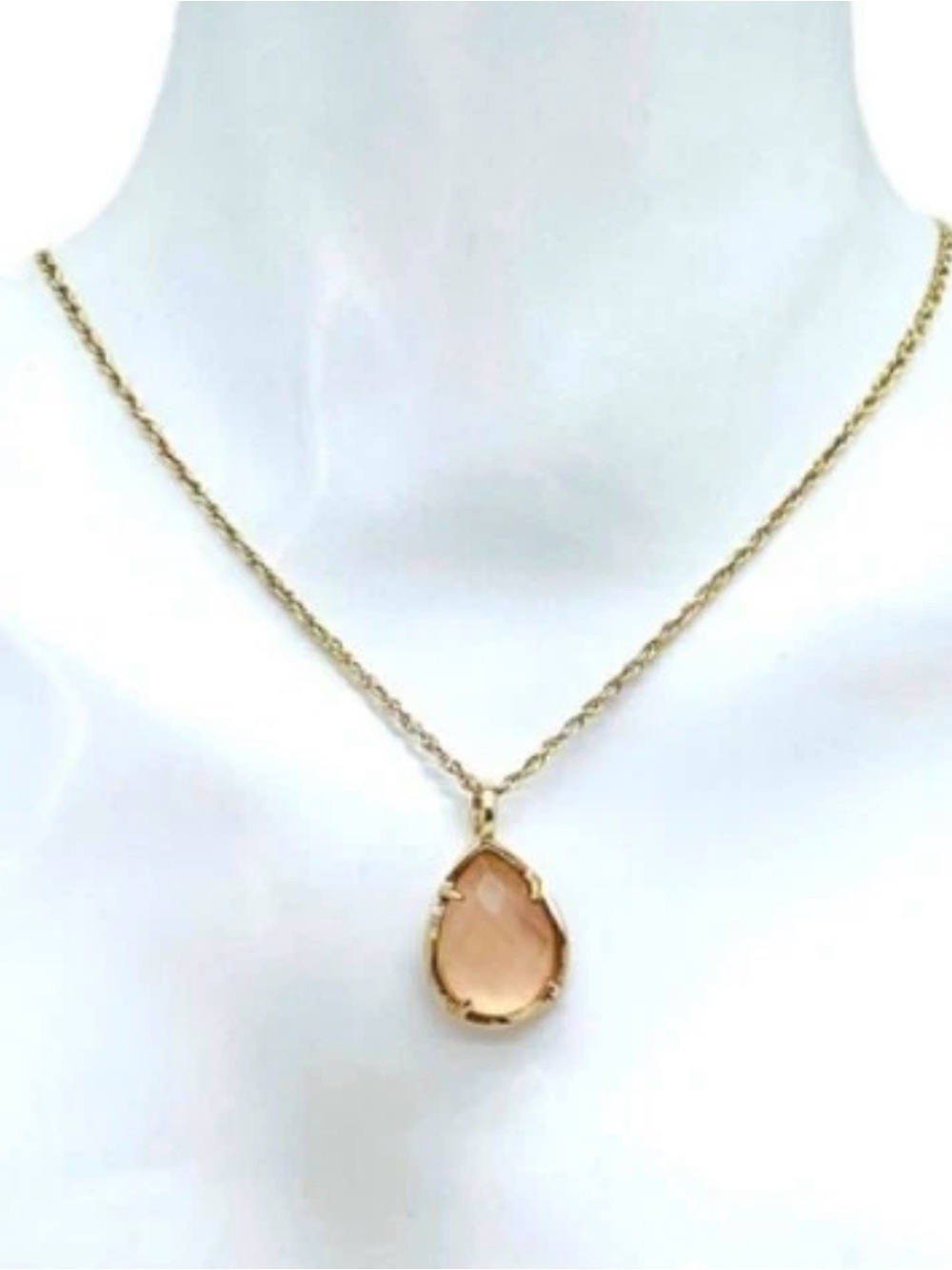 Kendra Scott Kiri Teardrop Necklace Light Pink Gold Tone Adjustable 20.5"  0139